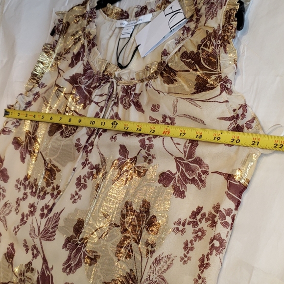 DVF New 'Rebekah' SILK Gold Metallic Printed Top Blouse NWT Women's 10 CHIC 🎉HP - Picture 8 of 14